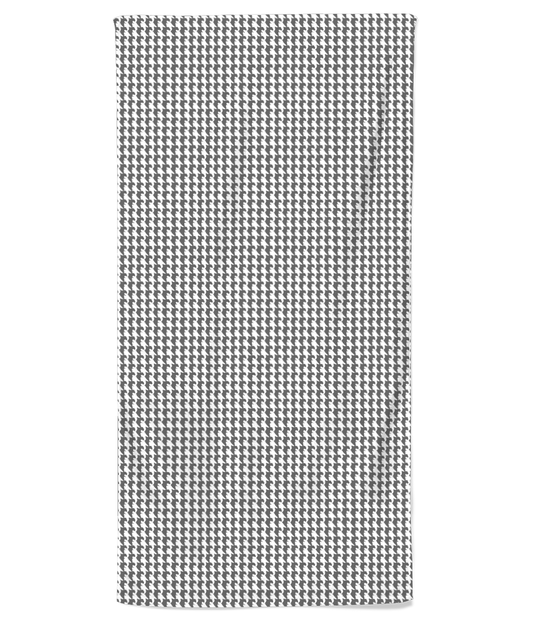 Vampire Art Retro Vibes Soft and Lightweight Beach Towel - Charcoal Grey Houndstooth - 70 x 140 cm - Made in the UK
