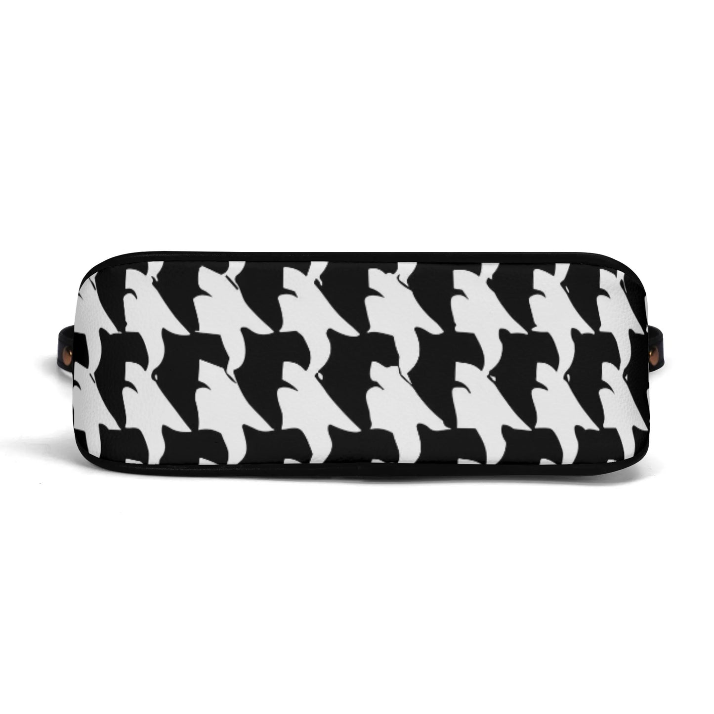 Vampire Art Grunge PU Cross-body Bag With Chain Decoration - Black and White Houndstooth