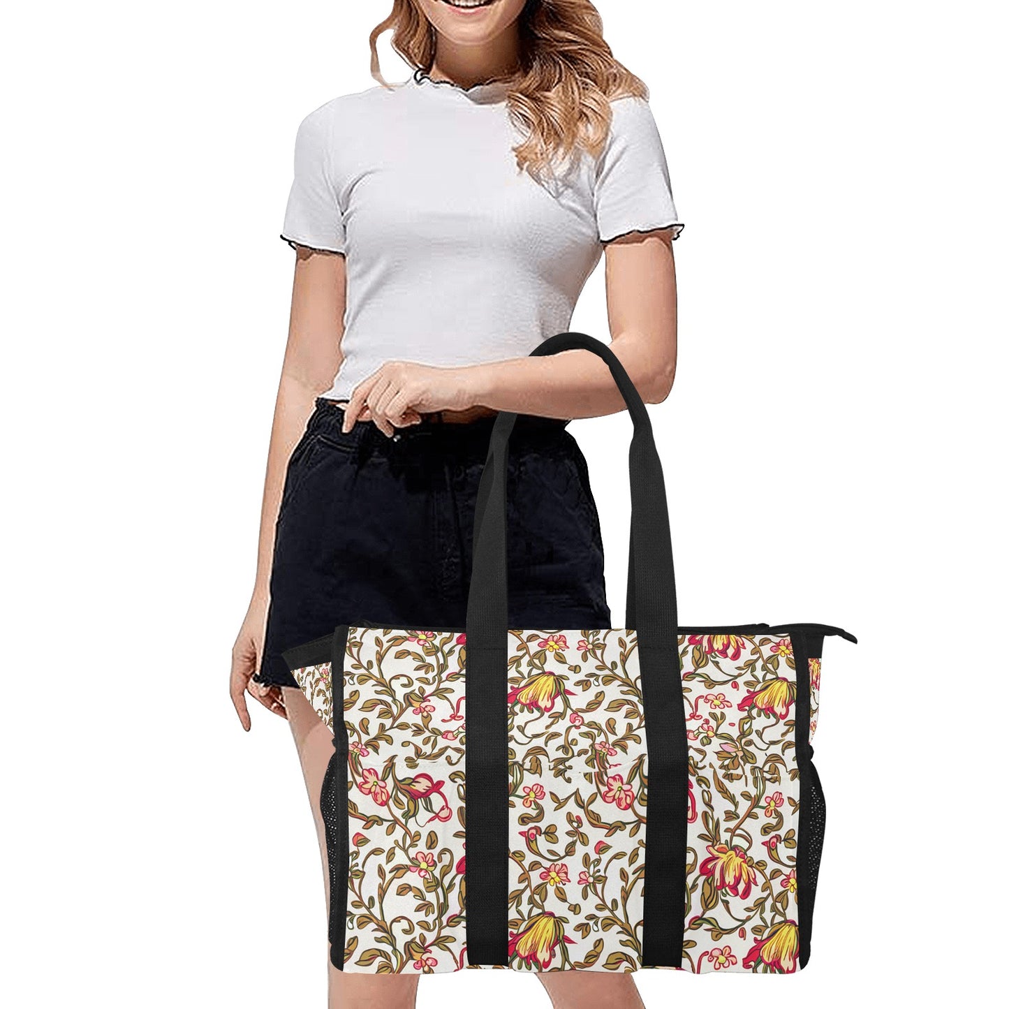 Vampire Art Retro Large Multi-pocket Beach Bag - Honeysuckle