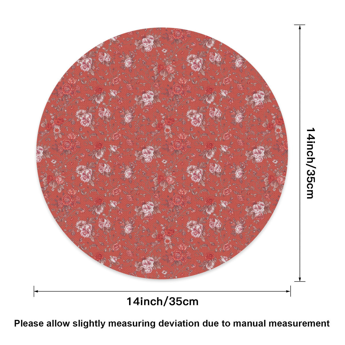 Vampire Art Retro Linen Round Placemats - Red Floral