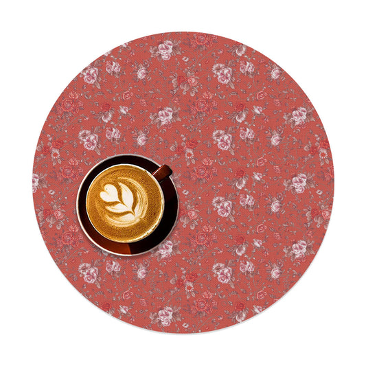 Vampire Art Retro Linen Round Placemats - Red Floral