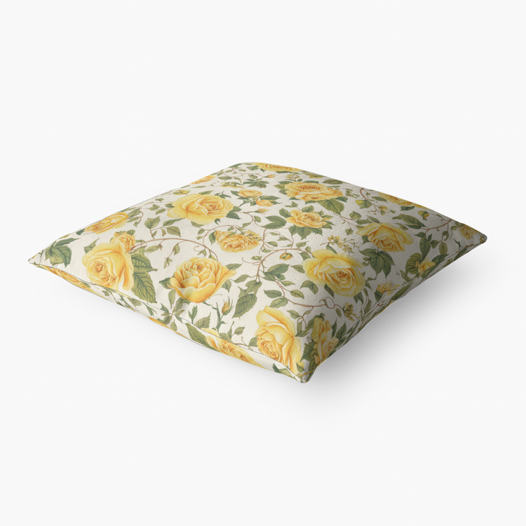 Vampire Art Retro Premium Hypoallergenic Throw Pillow - 3 sizes / optional insert - Yellow Roses