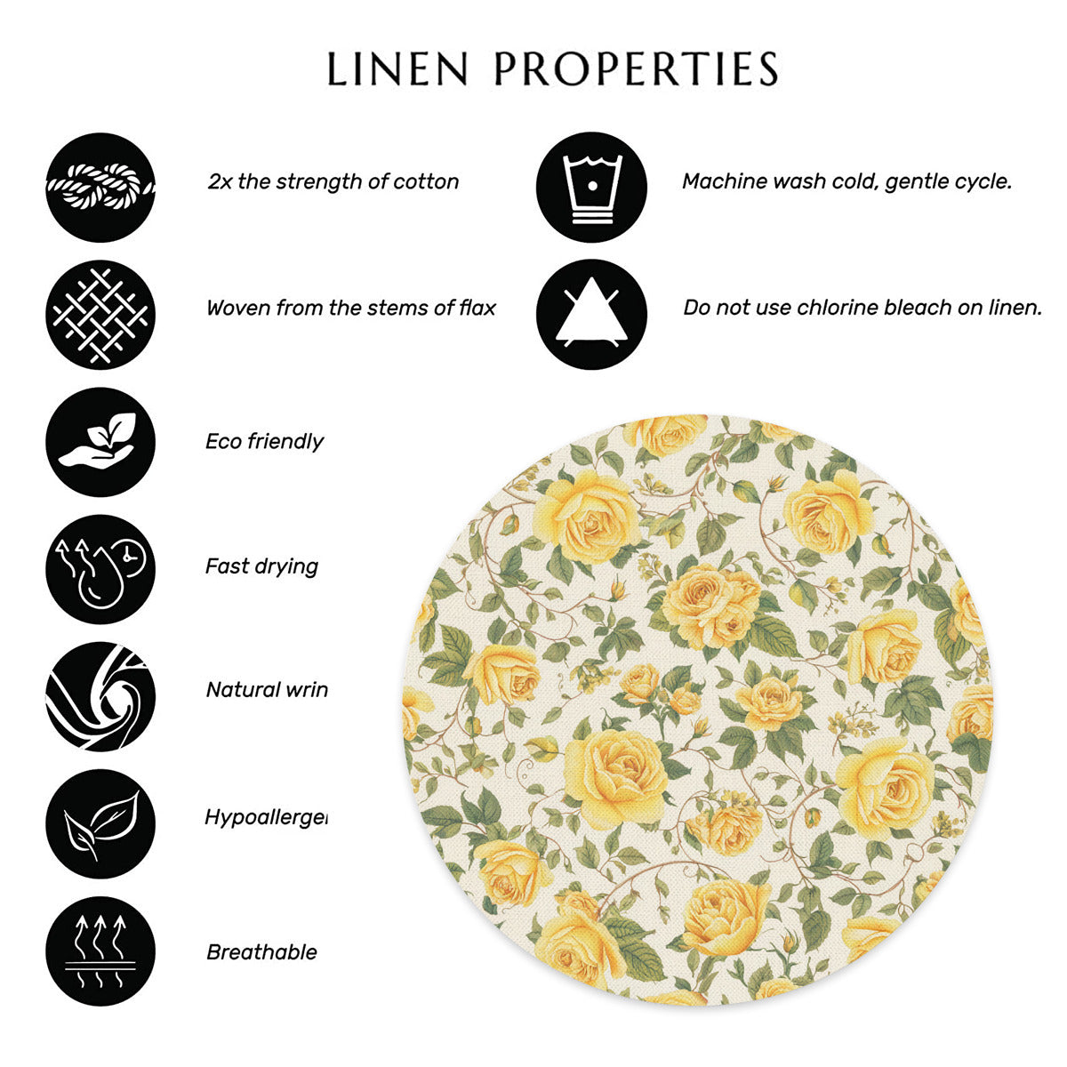 Vampire Art Retro Linen Round Placemats - Yellow Roses
