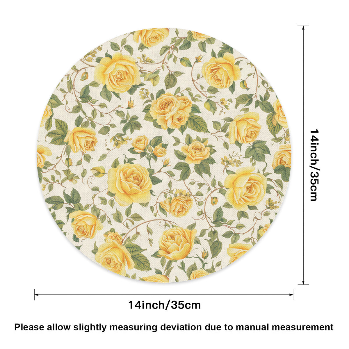 Vampire Art Retro Linen Round Placemats - Yellow Roses