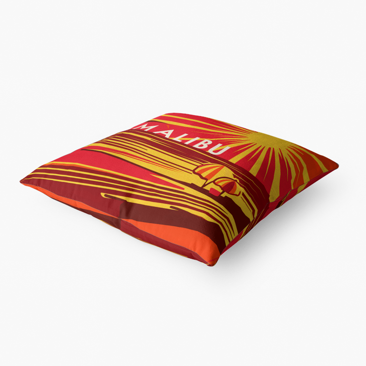 Vampire Art Retro Premium Hypoallergenic Throw Pillow - 3 sizes / optional insert - Sixties Sunset in Malibu 2