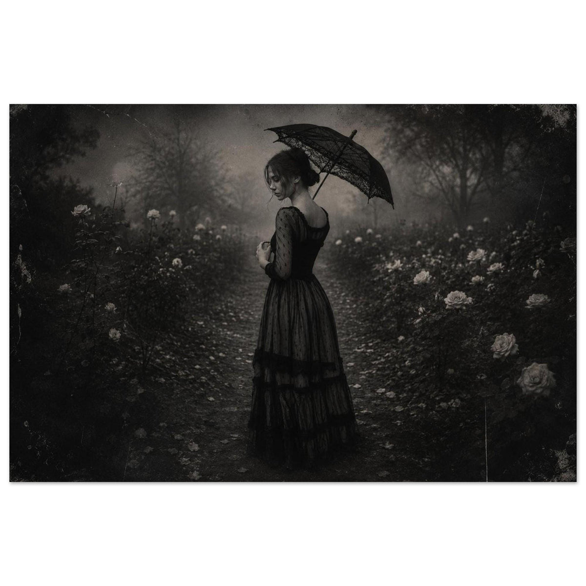 Victorian Gothic Wall-Art, Dark Romantic Print, Faux-Vintage Dark Academia Poster, Framed or Unframed