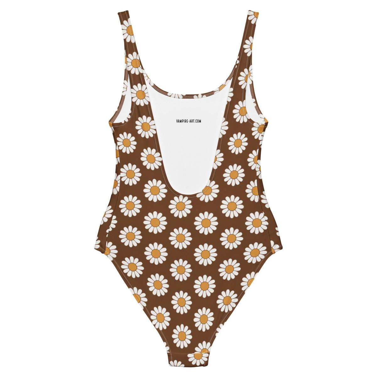 Vintage-Inspired Classic One-Piece Swimsuit, Floral Bathing Suit, Low Scoop Back, 1970s Boho Flowers