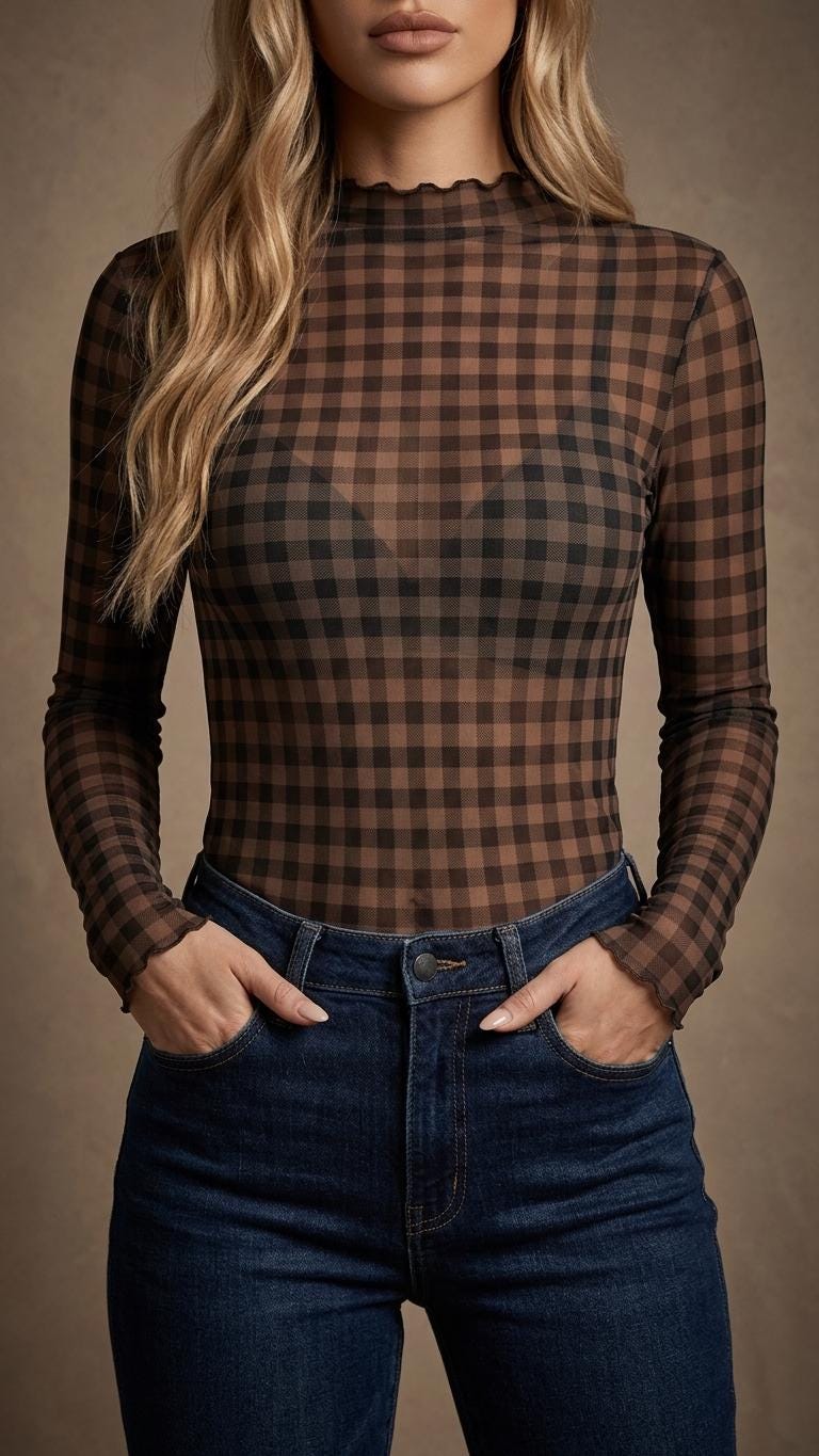 Y2K Women’s Retro Mesh Top, Sheer Long-Sleeve Shirt, Vintage-Inspired Statement Tee - Dark Academia Styles