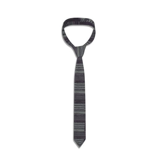 Vampire Art Grunge Neck Tie - Grunge Stripy Patchwork in Charcoal Grey