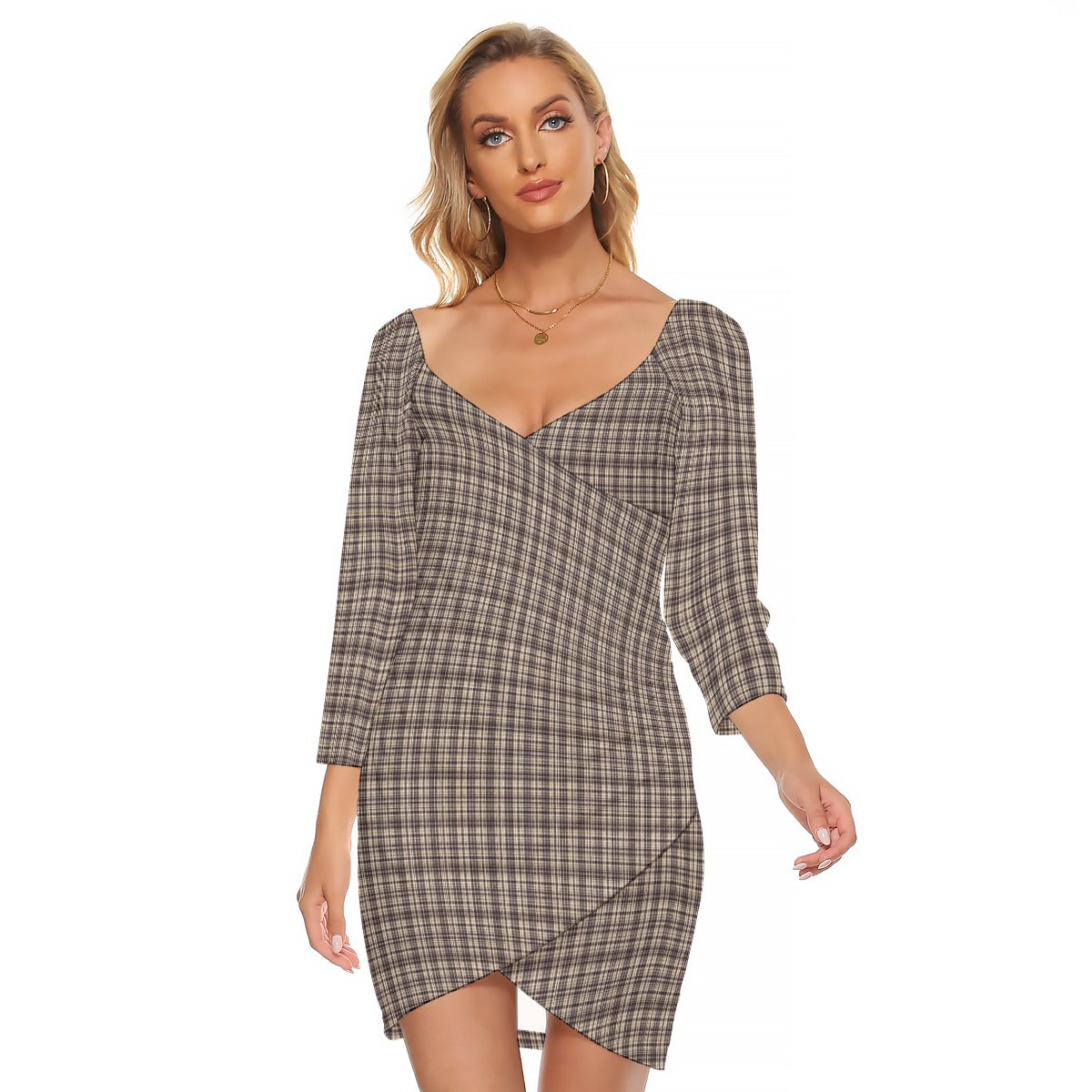 cream tartan dress Polo Ralph Lauren Long Sleeve Plaid Smocked Dress in Cream Stewart Tartan