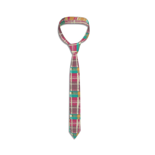 Vampire Art Grunge Neck Tie - Colourful Tartan Patchwork