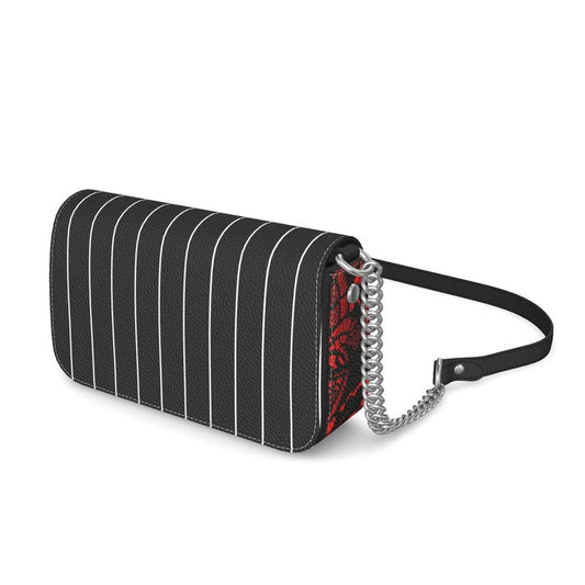 Vampire Art Victorian Black and Red Stripes & Lace Flap Over Box Bag