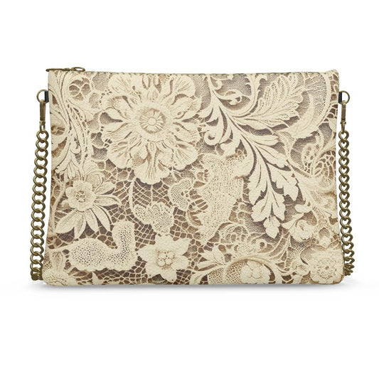 Vampire Art Victorian Lace in Vintage Cream Crossbody Bag With Chain
