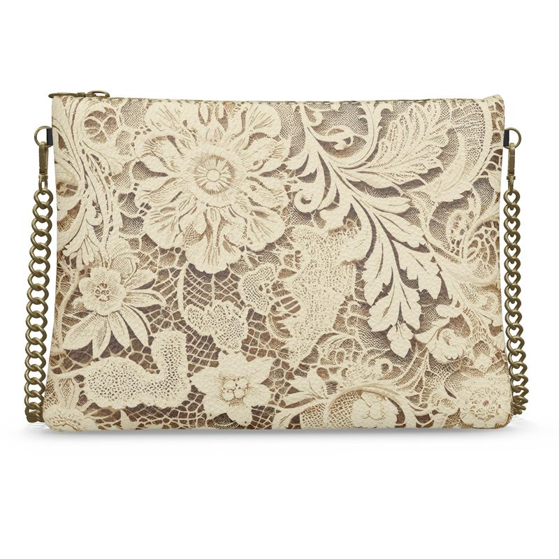 Vampire Art Victorian Lace in Vintage Cream Crossbody Bag With Chain