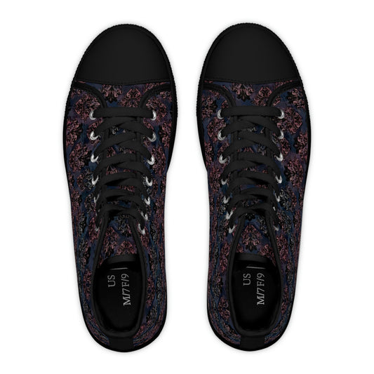 Women's Grunge High Top Sneakers - Goth Damask