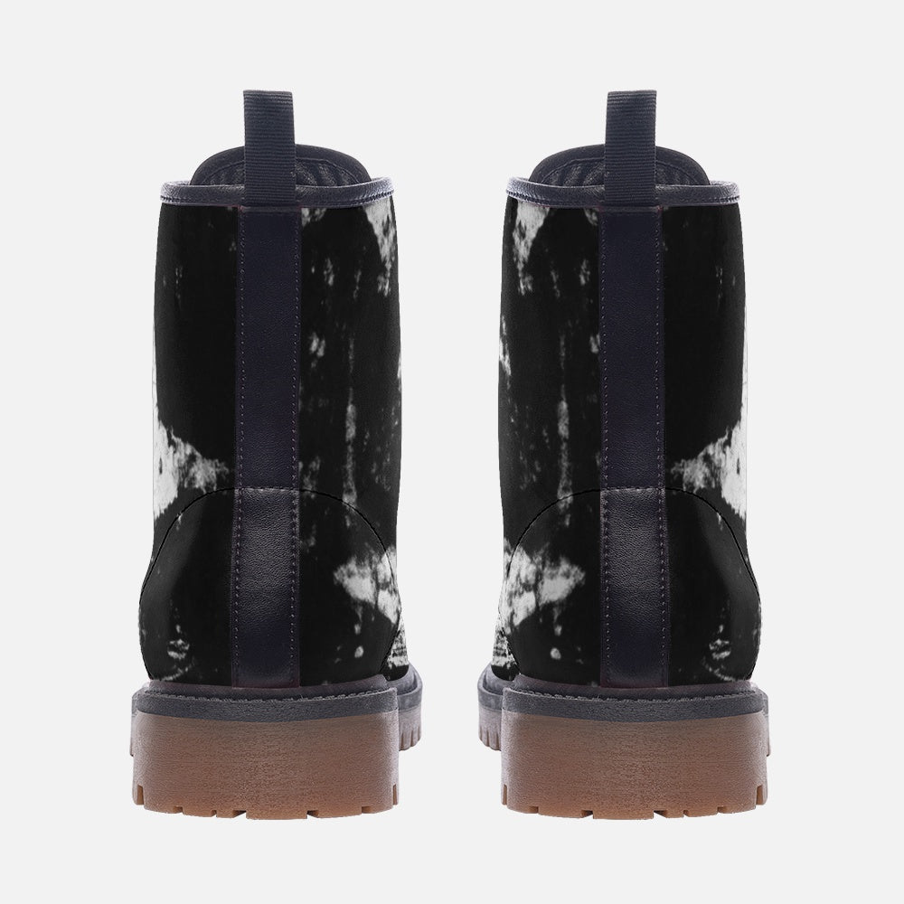 Vampire Art Grunge Stars Casual Vegan Leather Combat Boots - Black