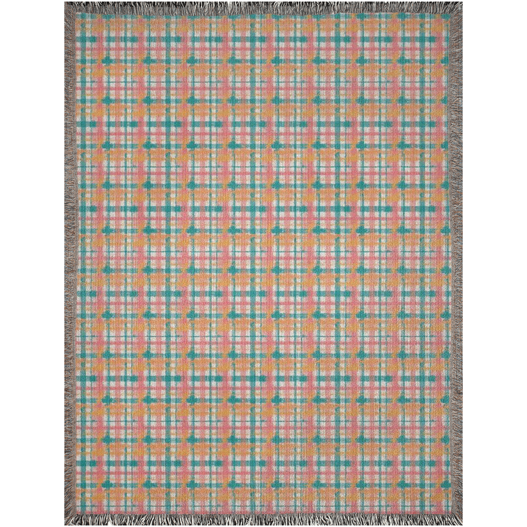 Vampire Art Grunge Premium 100% Cotton Soft Woven Blankets/Throws - Orange Scottish Tartan