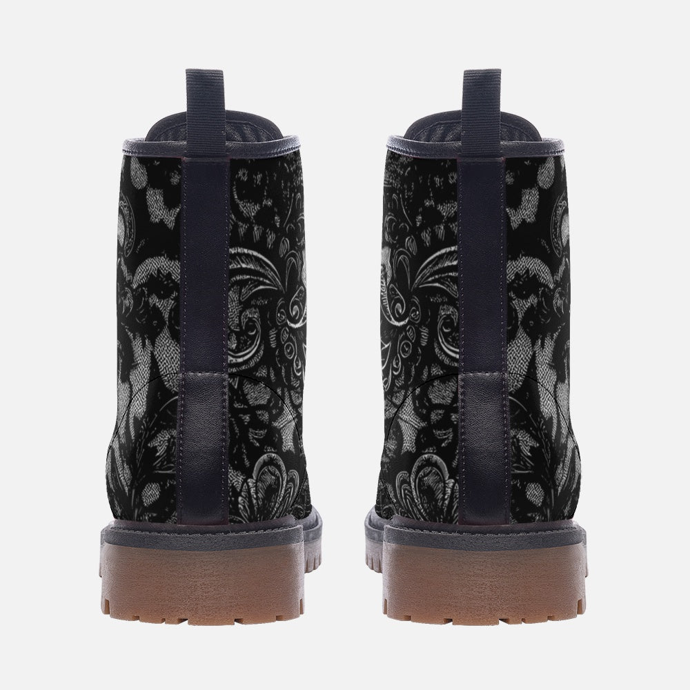 Vampire Art Dark Academia Victorian Black Lace Faux Leather Unisex Lightweight boots MT