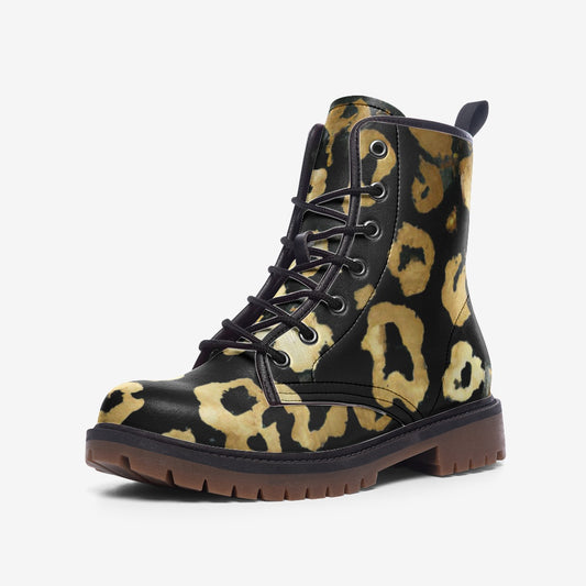 Vampire Art Grunge Golden Leopard Casual Leather Lightweight Boots