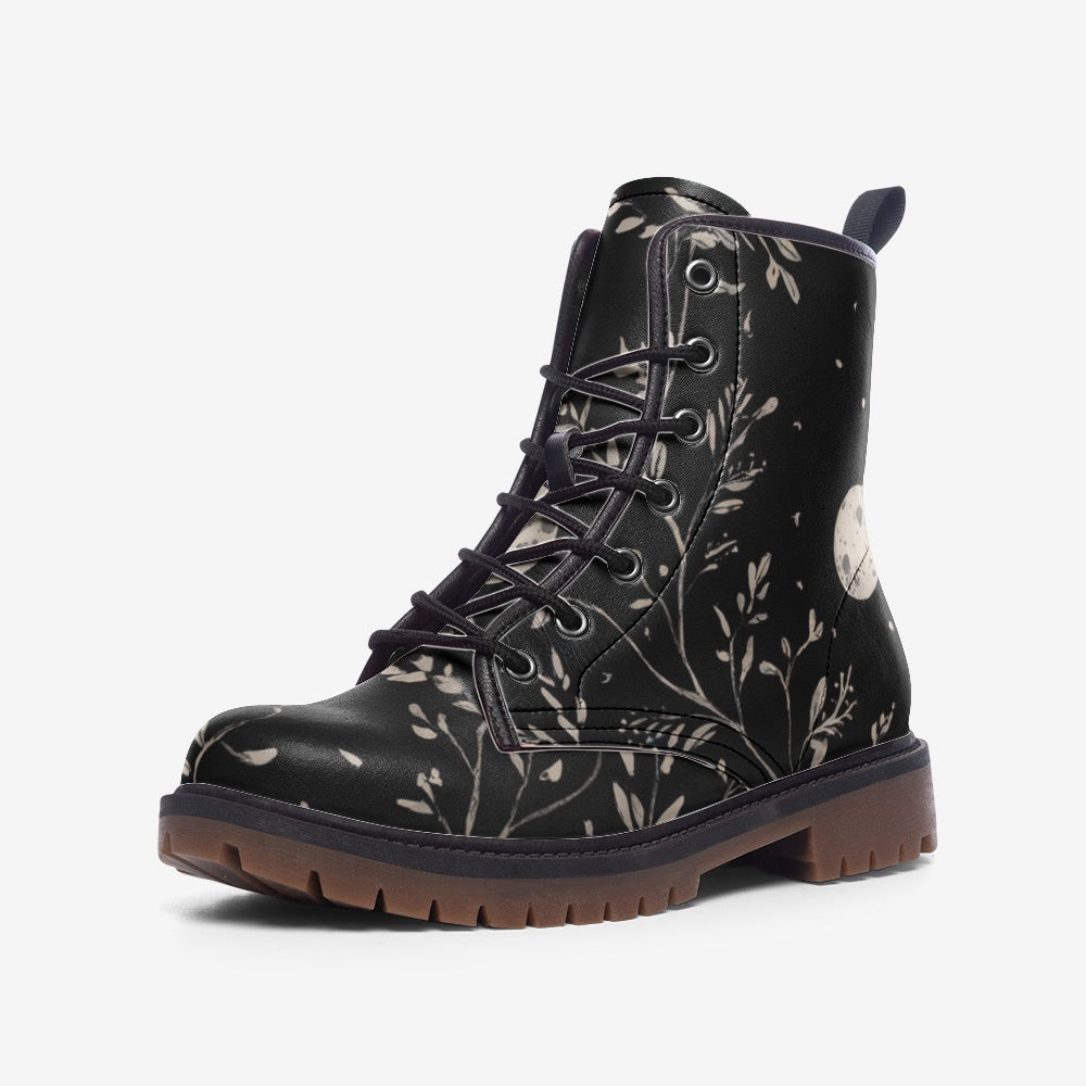 Vampire Art Witchy Festival Boho Unisex Vegan Leather Combat Boots U