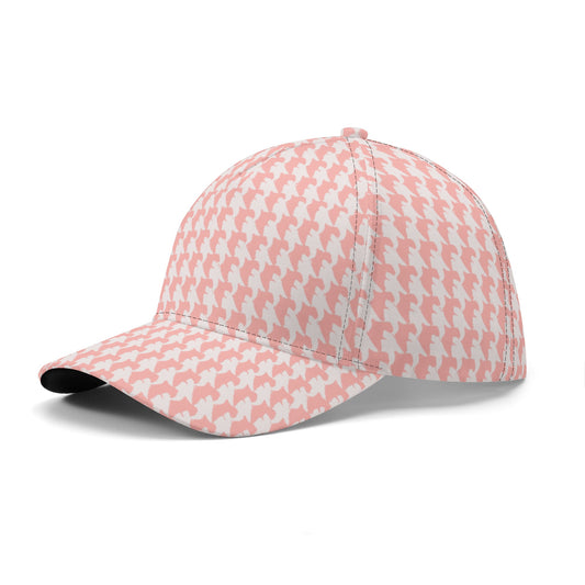 Vampire Art Dark Academia Pink and White Houndstooth Vintage Windowpane Baseball Cap