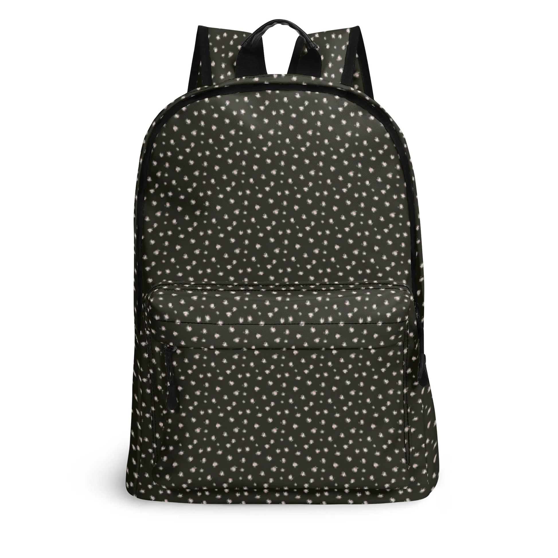 black faux leather school backpack Vampire Art Retro Chic Vegan Leather 17 inch Back to School Twill Back