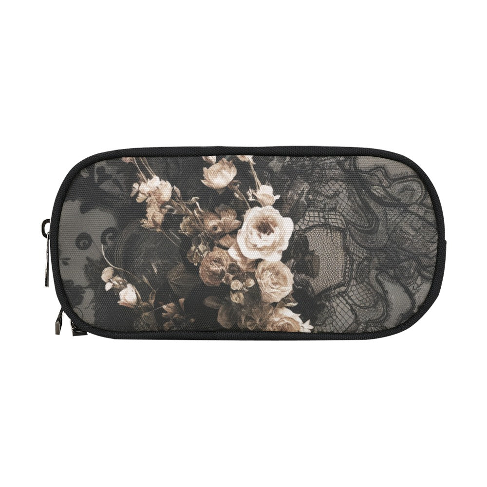 Vampire Art Studio Caddy: Deluxe Pencil Pouch - Grunge Black Lace with Roses