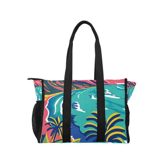 Vampire Art Retro Large Multi-pocket Beach Bag - Colourful Vintage Malibu