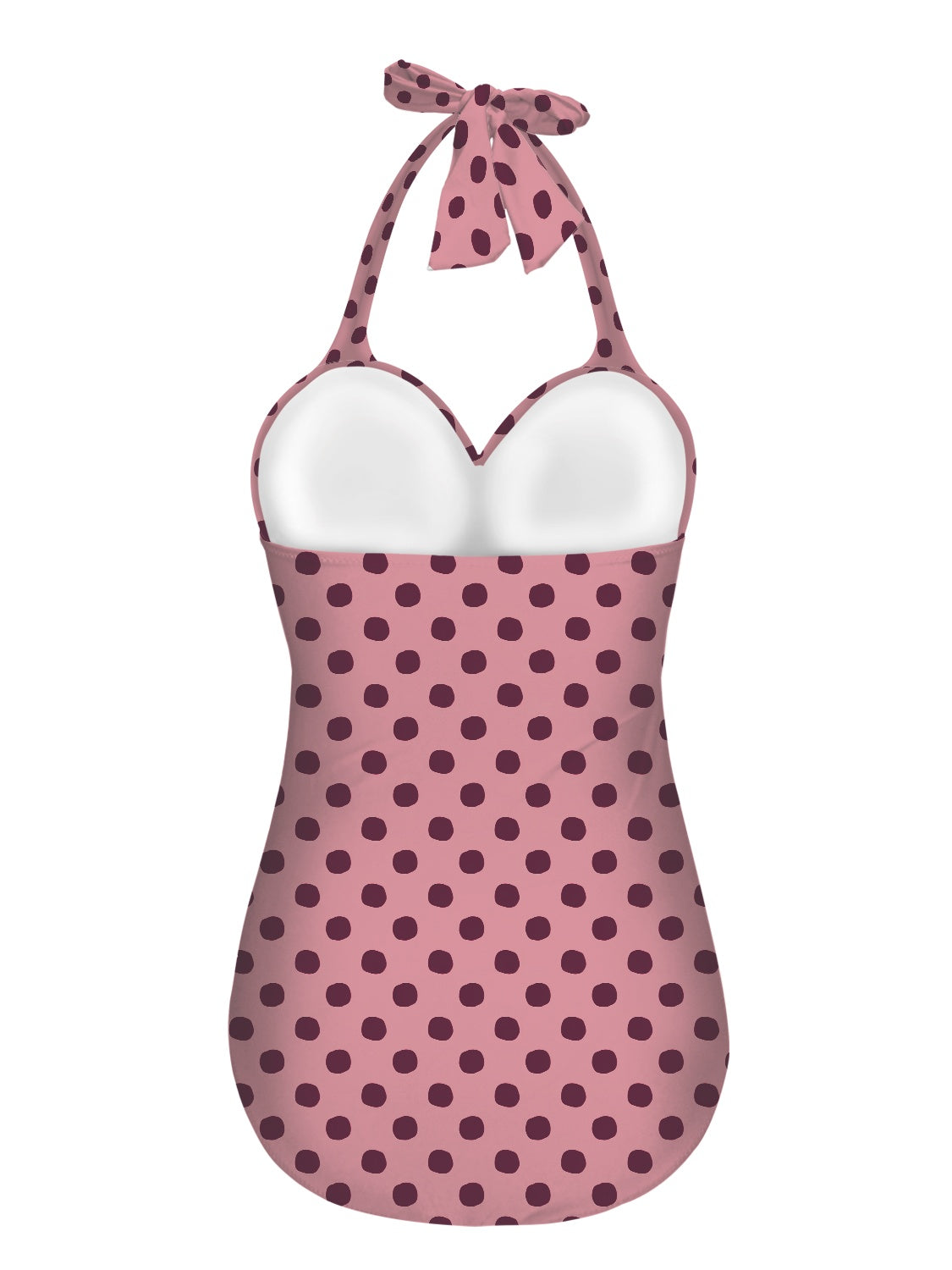 Vampire Art Vintage Chic Halter Neck One-Piece Swimsuit - Retro Pink Polka Dot