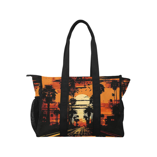 Vampire Art Retro Large Multi-pocket Beach Bag - Grunge Sunset Boulevard