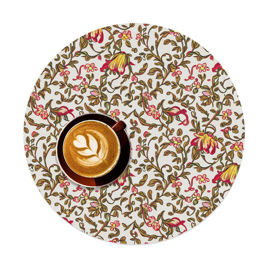 Vampire Art Retro Linen Round Placemats - Honeysuckle Floral