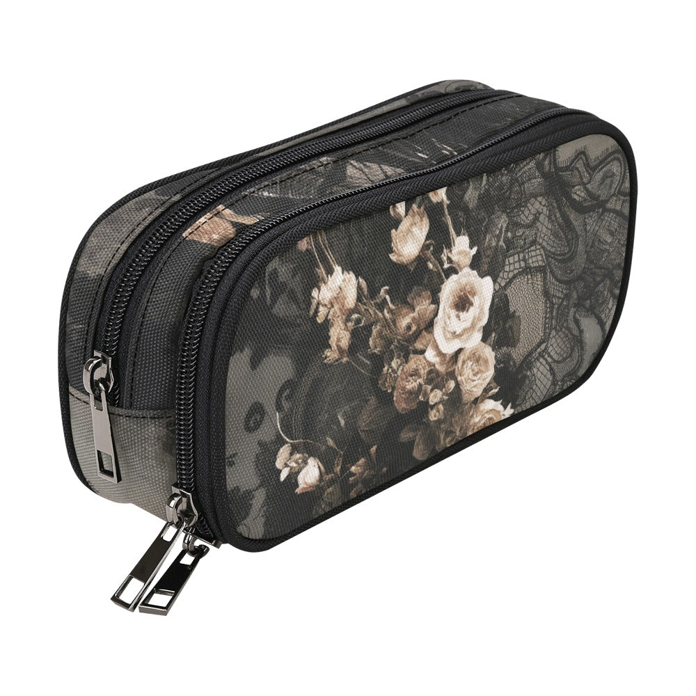 Vampire Art Studio Caddy: Deluxe Pencil Pouch - Grunge Black Lace with Roses