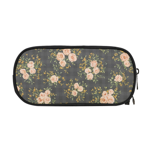 Vampire Art Studio Caddy: Deluxe Pencil Pouch - Black Gingham with Roses