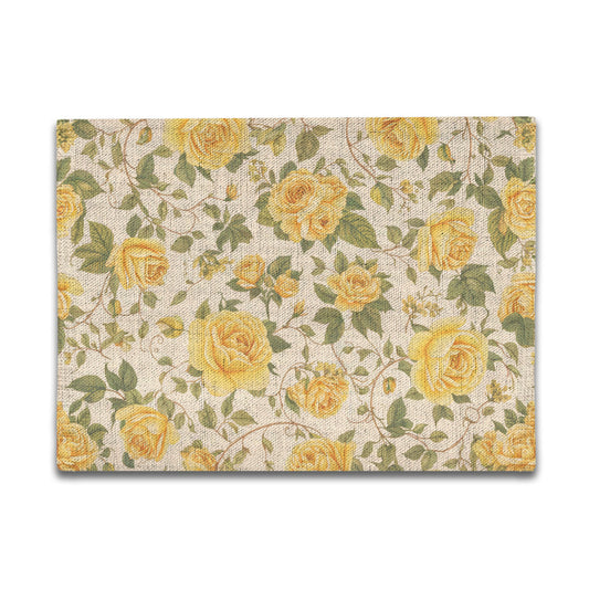 Vampire Art Retro Linen Placemats - Yellow Roses Floral