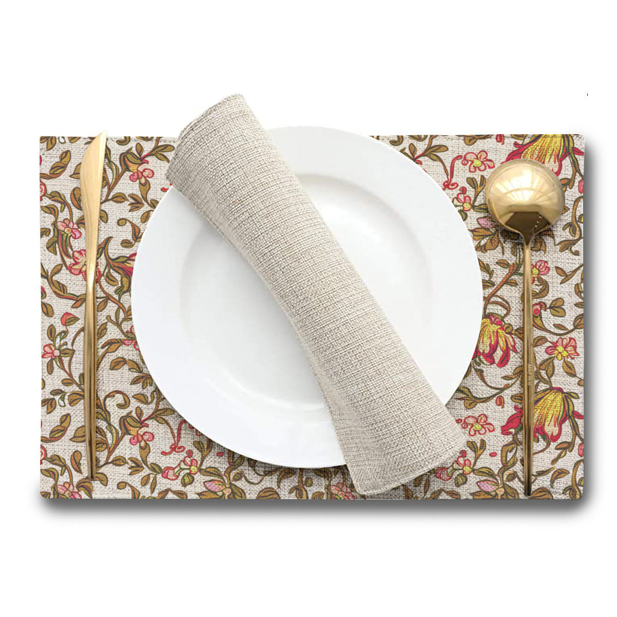 Vampire Art Retro Linen Placemats - Honeysuckle Floral