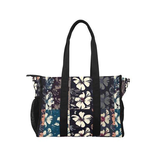 Vampire Art Retro Large Multi-pocket Beach Bag - Grunge Surf Patchwork