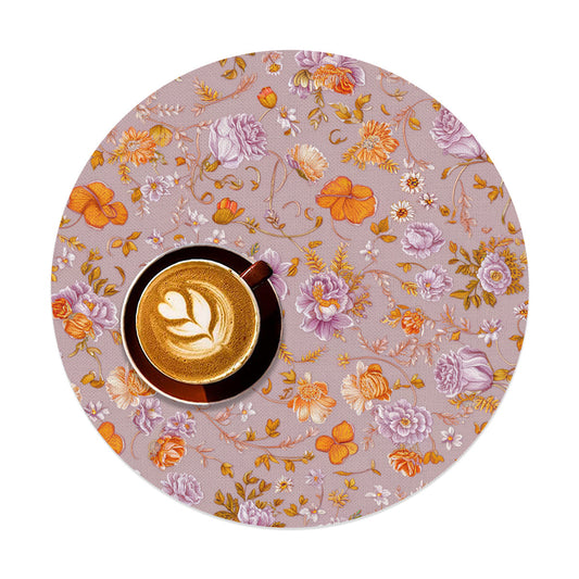 Vampire Art Retro Linen Round Placemats - Lilac Floral