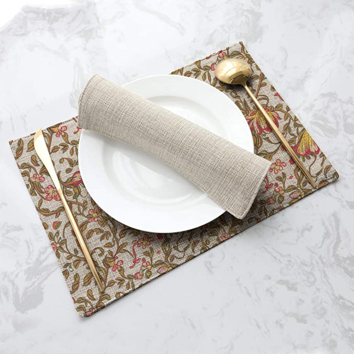 Vampire Art Retro Linen Placemats - Honeysuckle Floral