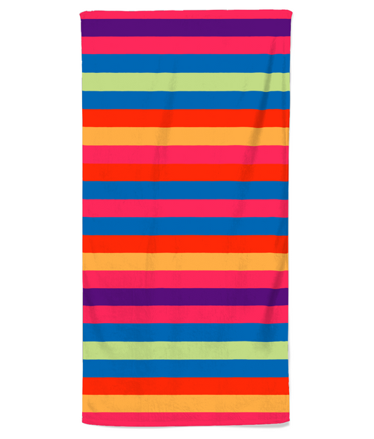 Vampire Art Retro Bold Sixties Stripes Soft and Lightweight Beach Towel - Red - 70 x 140 cm - Made in the UK