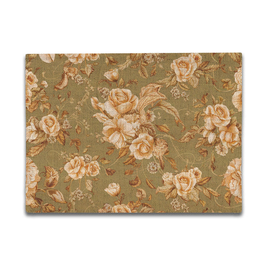 Vampire Art Retro Linen Placemats - Vintage Brown Floral