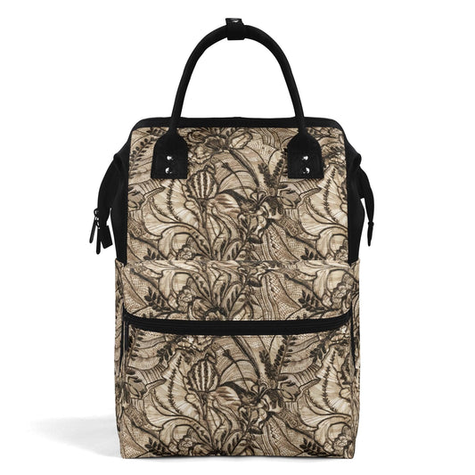 Goth Lace Diaper Bag Backpack – Large Capacity Polyester Twill Nursing Bag