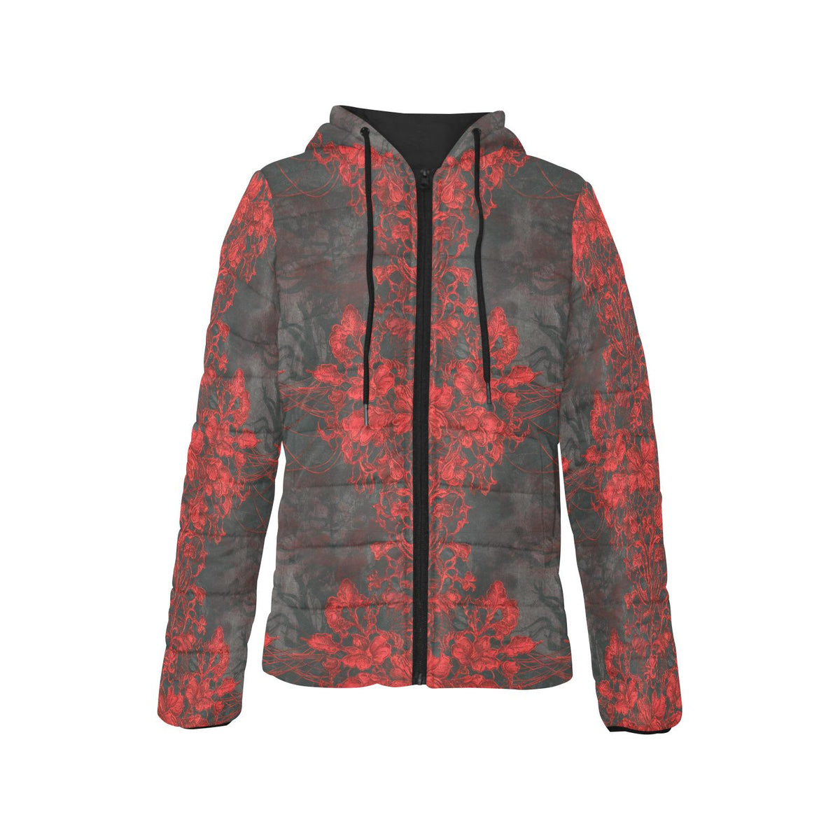Vampire Art Urban Gothic Lightweight Padded Hooded Jacket – Unique Grunge & Vintage-Inspired Prints, S–2XL