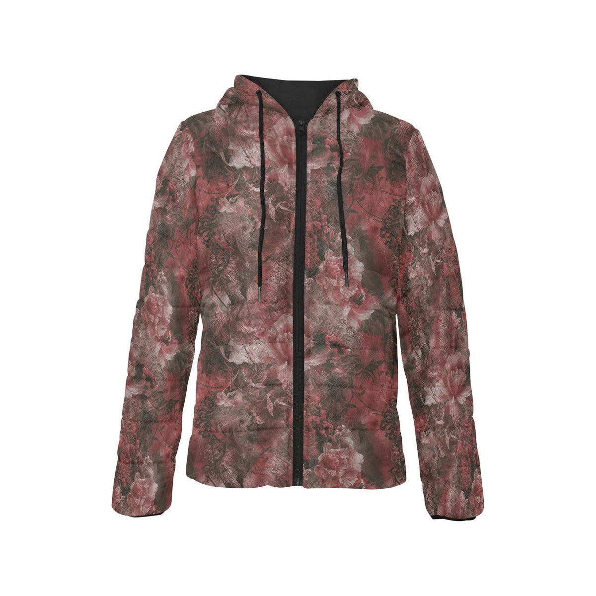 Vampire Art Urban Gothic Lightweight Padded Hooded Jacket – Unique Grunge & Vintage-Inspired Prints, S–2XL