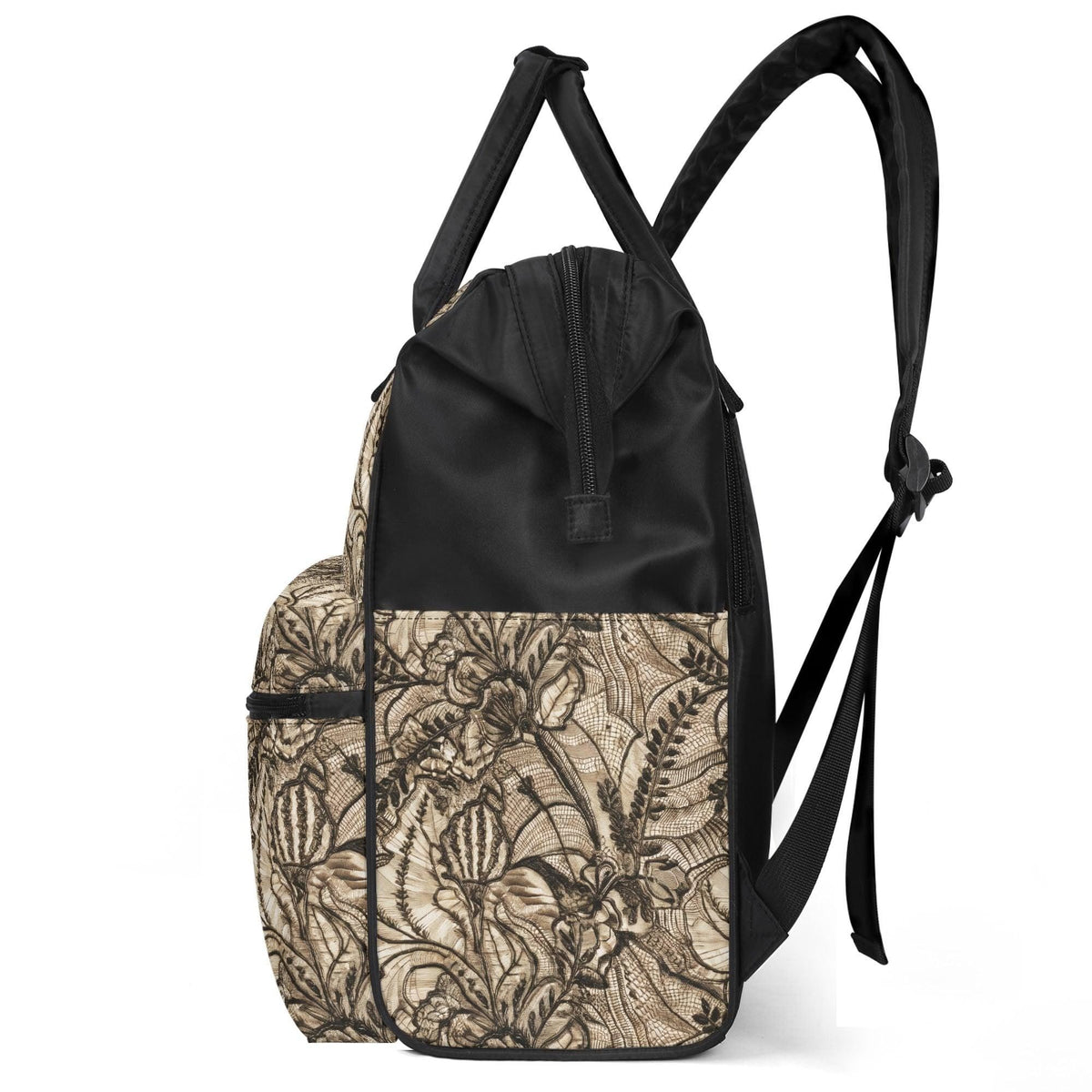 Goth Lace Diaper Bag Backpack – Large Capacity Polyester Twill Nursing Bag