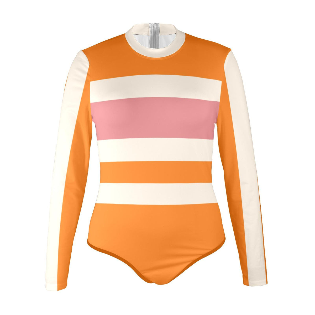 Retro Long Sleeve One-Piece Swimsuit | Vintage Zipper Bathing Suit | Lightweight, Soft Chest Pads