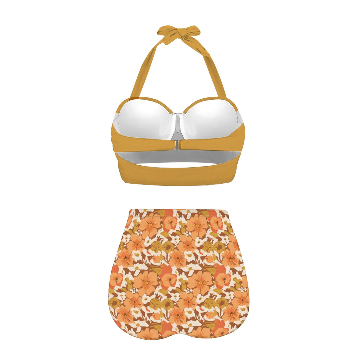 Retro Sweetheart High-Waist Bikini, Floral Pin Up Halter Swimsuit, Hawaii Hibiscus