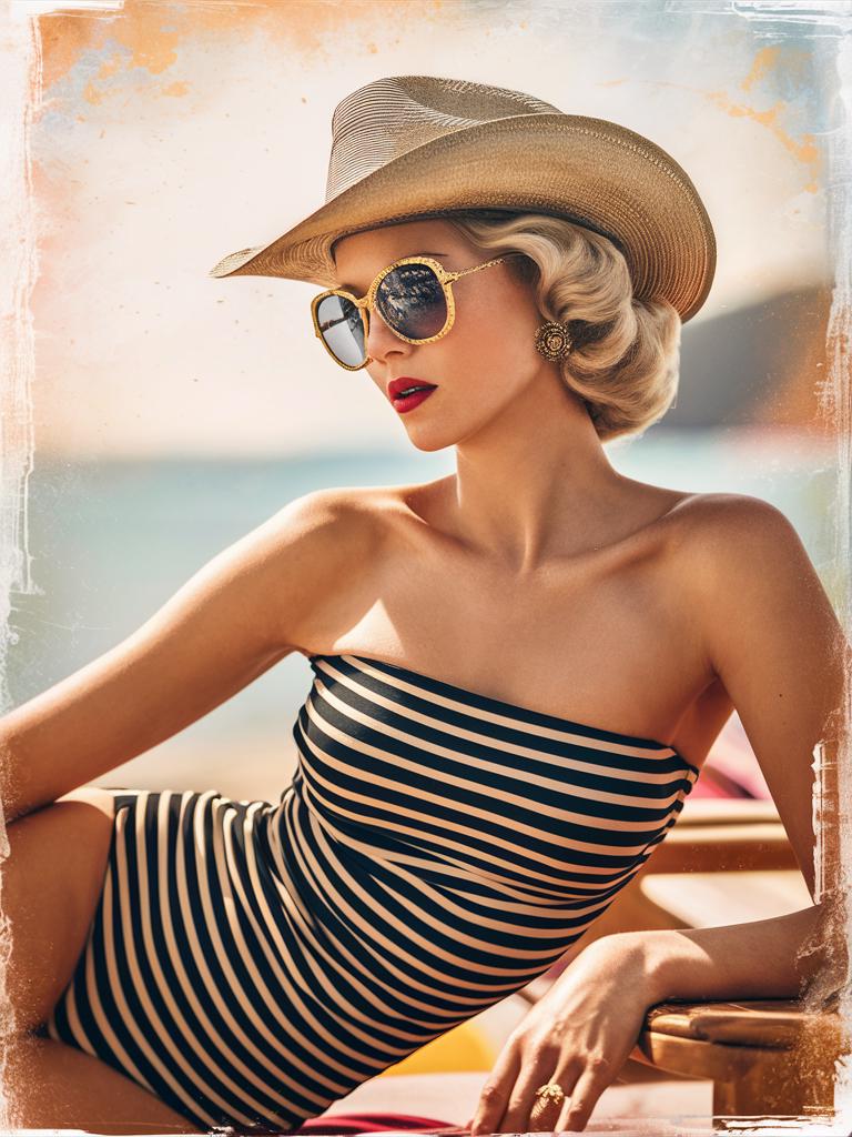 Luxury Handmade Retro Strapless Swimsuit | 1950s-Inspired | Sustainable Stylish Bodysuit | UK-Made | XS-4XL | Mid-Century Striped Colours