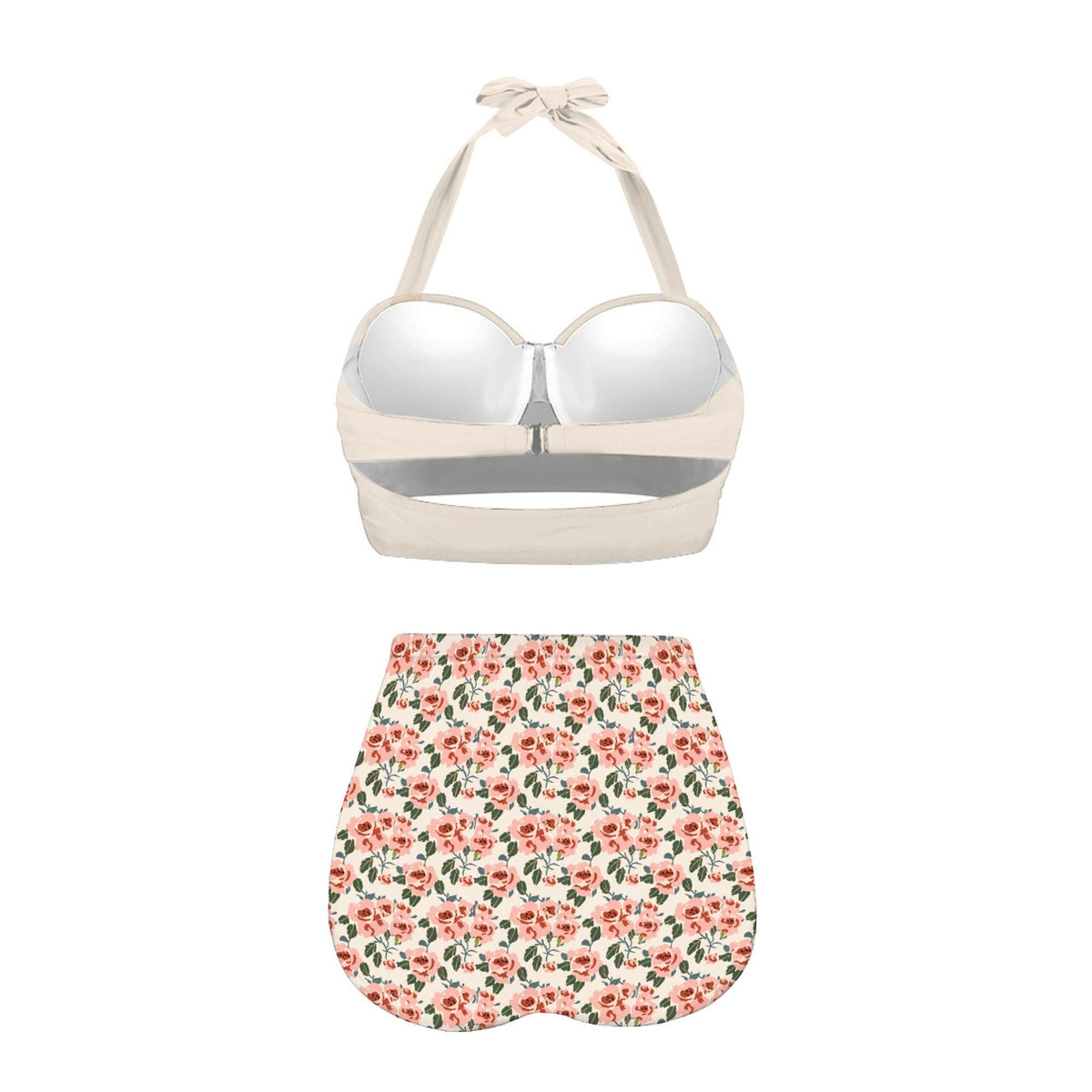 Vintage High-Waisted Bikini | Retro Classic Roses Halter Swimsuit | Coquette Ruched Two-Piece | 2 Styles