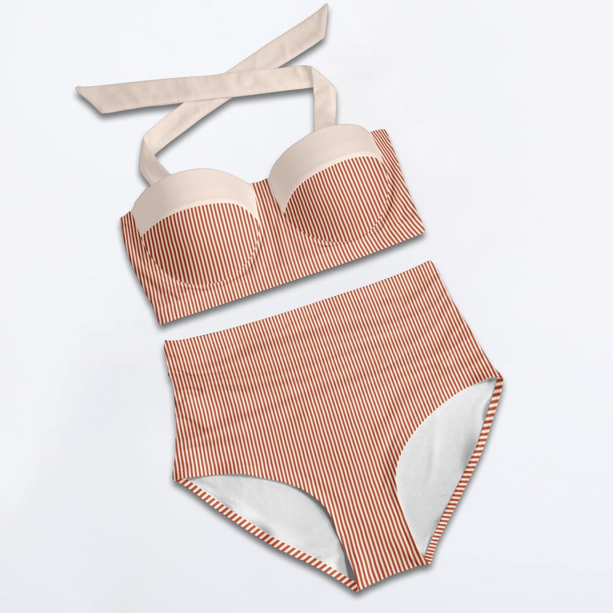 Retro High-Waisted Bikini | Pin-Up Striped Halter Swimsuit