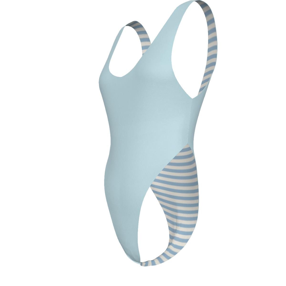 Sky Blue One-Piece Swimsuit – Cheeky High Leg, Coastal Coquette Style, Flattering Cut, NEW COLOURS